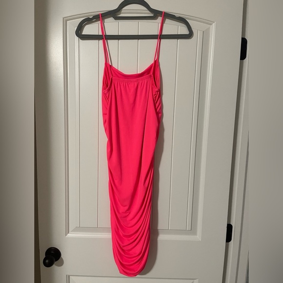 Hot Pink Ruched Dress - Picture 4 of 4